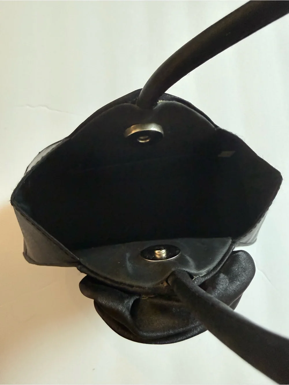 Black Satin Pleated Rosette Evening Clutch